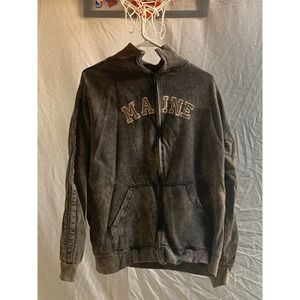 Basix Vintage XL Grey/Brown “MAINE” Full Zip Sweatshirt
